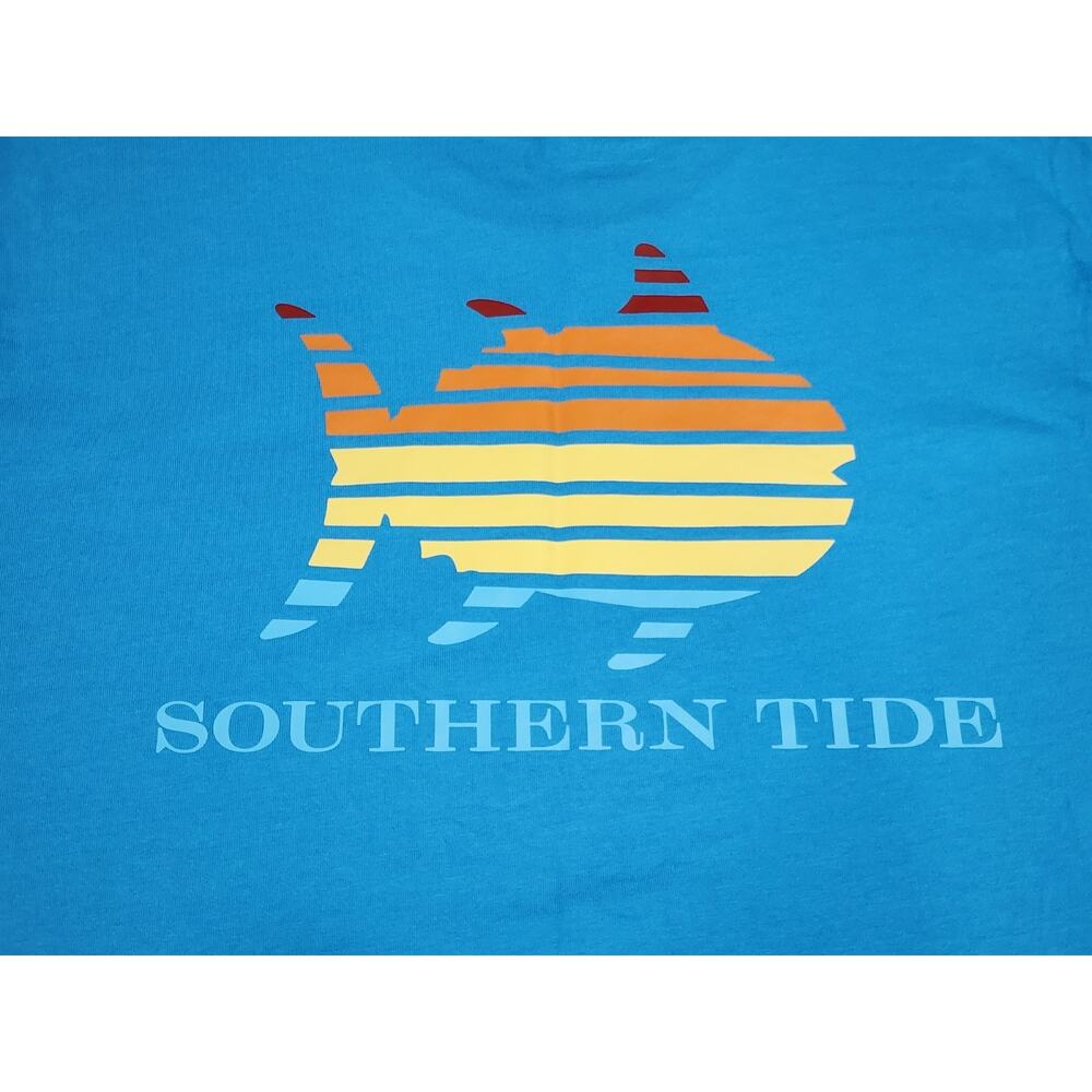 Southern Tide Mens M, Malibu Blue Skipjack Sunset Graphic Short Sleeve Tee
